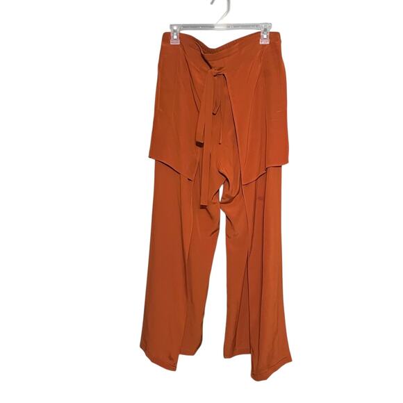 Chloe Pants Womens Size 30 US / 40 EU Amber Rose Pure Silk Slit Wide Leg Modern - Picture 3 of 12